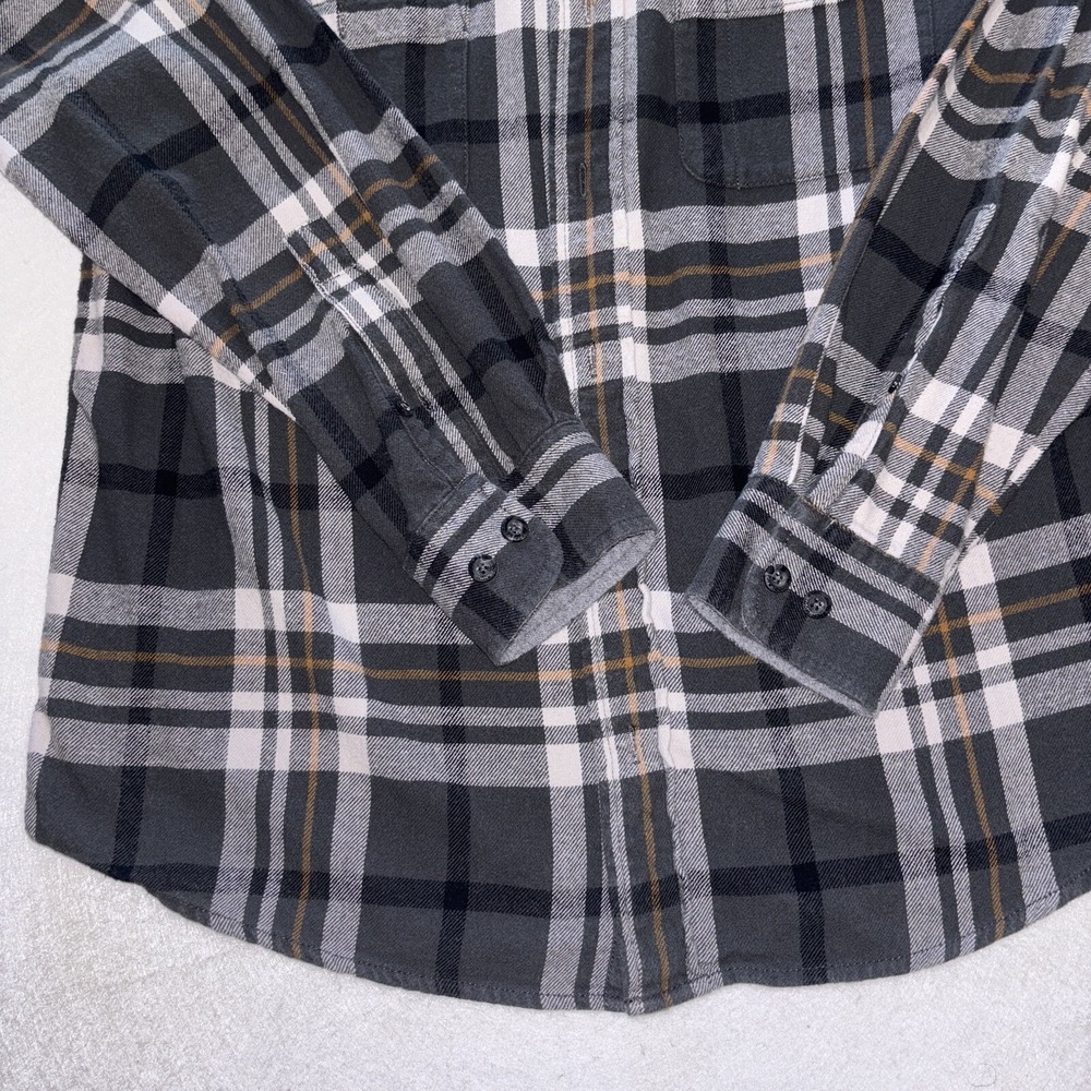 Woolrich Buffalo Plaid Flannel Shirt Men's Large Black Grey Tan - Picture 3 of 12